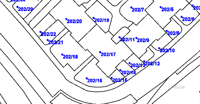 Parcela st. 202/17 v KÚ Frýdek, Katastrální mapa