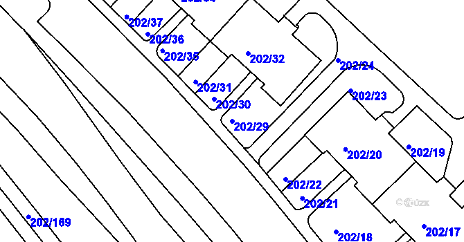 Parcela st. 202/29 v KÚ Frýdek, Katastrální mapa