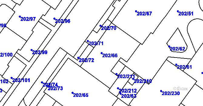 Parcela st. 202/66 v KÚ Frýdek, Katastrální mapa
