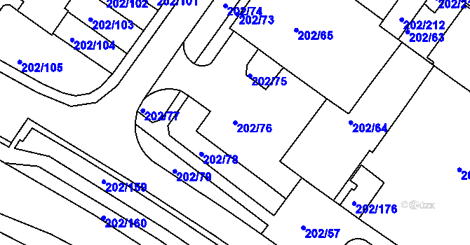 Parcela st. 202/76 v KÚ Frýdek, Katastrální mapa