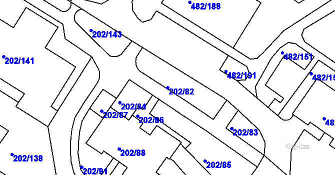 Parcela st. 202/82 v KÚ Frýdek, Katastrální mapa