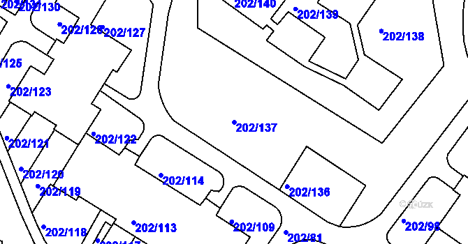 Parcela st. 202/137 v KÚ Frýdek, Katastrální mapa