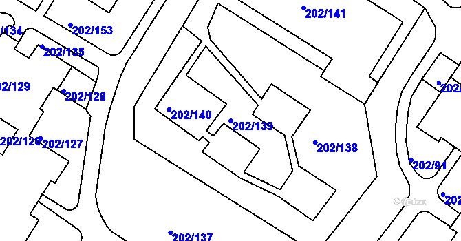 Parcela st. 202/139 v KÚ Frýdek, Katastrální mapa