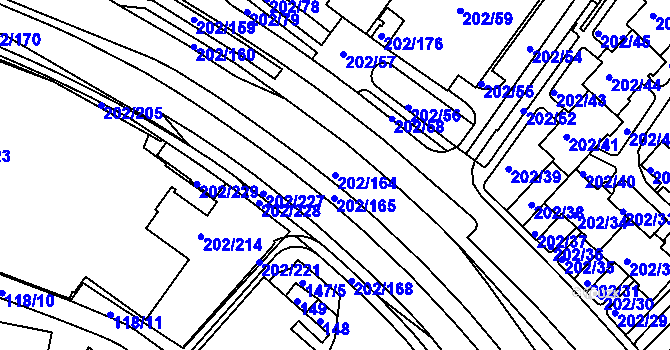 Parcela st. 202/164 v KÚ Frýdek, Katastrální mapa