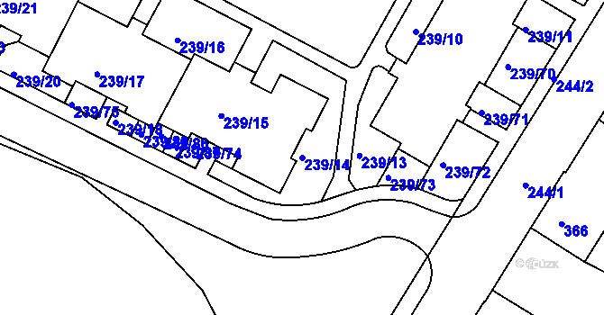 Parcela st. 239/14 v KÚ Frýdek, Katastrální mapa