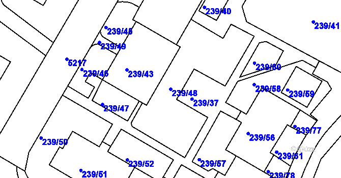 Parcela st. 239/48 v KÚ Frýdek, Katastrální mapa