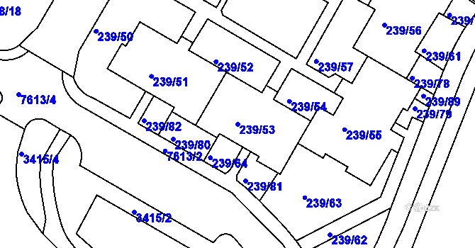 Parcela st. 239/53 v KÚ Frýdek, Katastrální mapa
