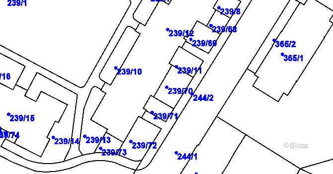 Parcela st. 239/70 v KÚ Frýdek, Katastrální mapa
