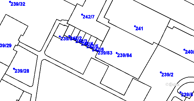 Parcela st. 239/83 v KÚ Frýdek, Katastrální mapa