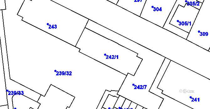 Parcela st. 242/1 v KÚ Frýdek, Katastrální mapa