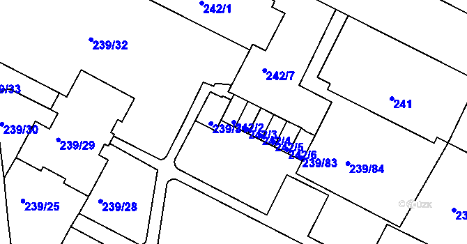 Parcela st. 242/2 v KÚ Frýdek, Katastrální mapa