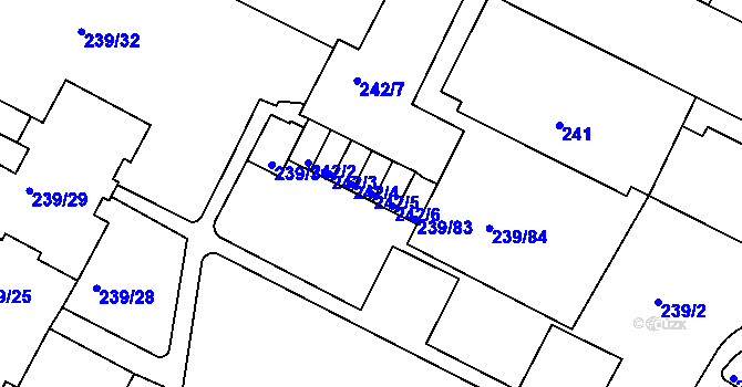 Parcela st. 242/5 v KÚ Frýdek, Katastrální mapa