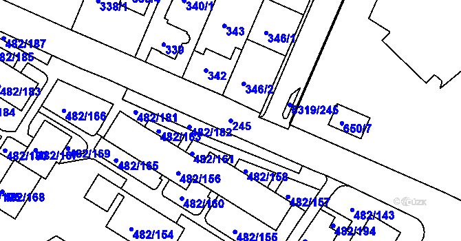 Parcela st. 245 v KÚ Frýdek, Katastrální mapa