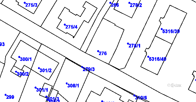 Parcela st. 276 v KÚ Frýdek, Katastrální mapa