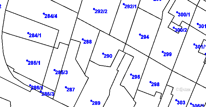 Parcela st. 290 v KÚ Frýdek, Katastrální mapa