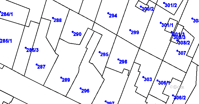 Parcela st. 295 v KÚ Frýdek, Katastrální mapa
