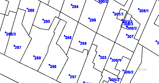 Parcela st. 298 v KÚ Frýdek, Katastrální mapa