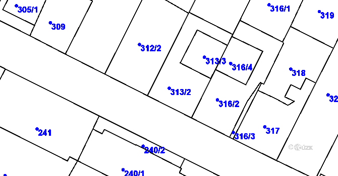 Parcela st. 313/2 v KÚ Frýdek, Katastrální mapa