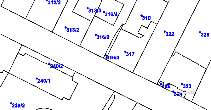 Parcela st. 316/3 v KÚ Frýdek, Katastrální mapa