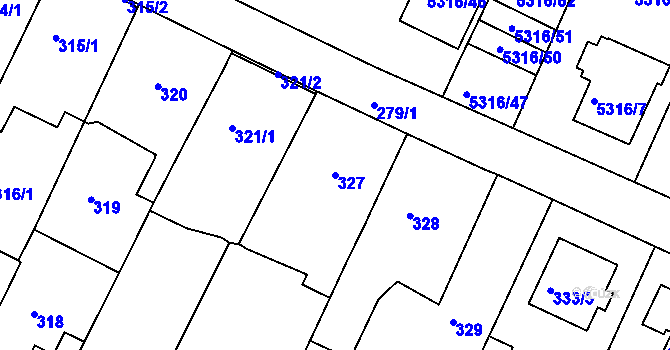 Parcela st. 327 v KÚ Frýdek, Katastrální mapa