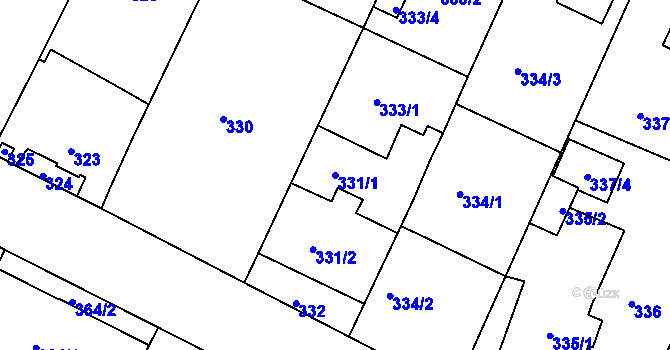 Parcela st. 331/1 v KÚ Frýdek, Katastrální mapa