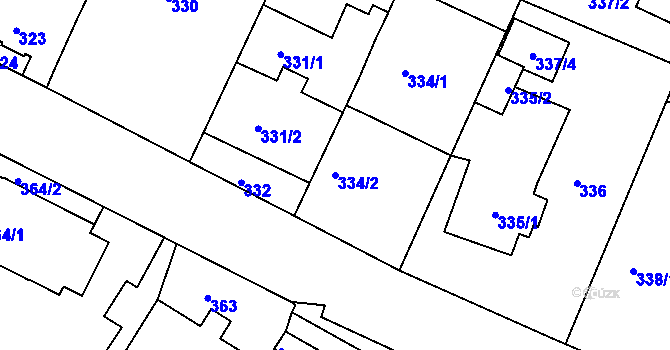 Parcela st. 334/2 v KÚ Frýdek, Katastrální mapa