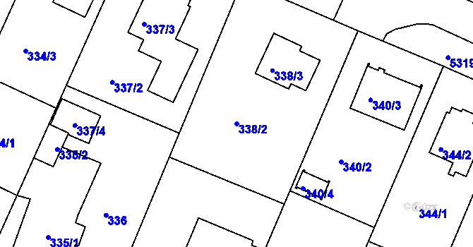 Parcela st. 338/2 v KÚ Frýdek, Katastrální mapa