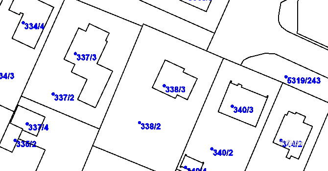 Parcela st. 338/3 v KÚ Frýdek, Katastrální mapa