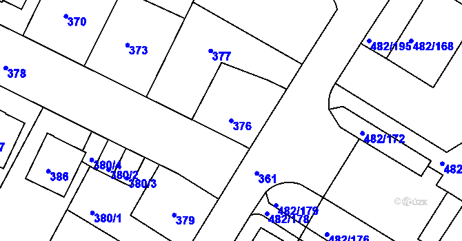 Parcela st. 376 v KÚ Frýdek, Katastrální mapa