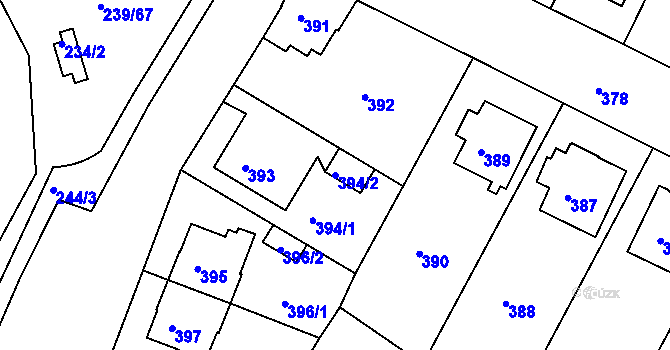 Parcela st. 394/2 v KÚ Frýdek, Katastrální mapa