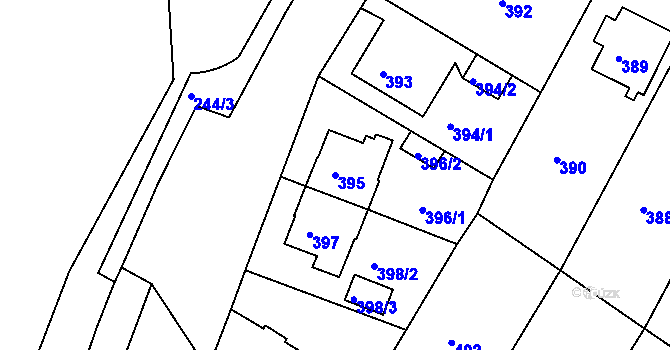 Parcela st. 395 v KÚ Frýdek, Katastrální mapa