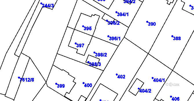 Parcela st. 398/1 v KÚ Frýdek, Katastrální mapa