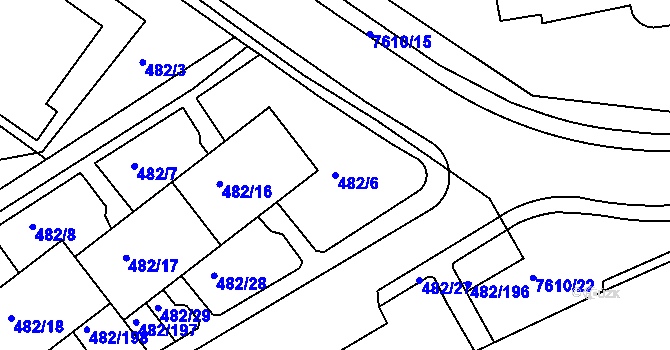 Parcela st. 482/6 v KÚ Frýdek, Katastrální mapa