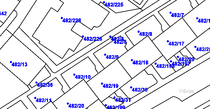 Parcela st. 482/9 v KÚ Frýdek, Katastrální mapa