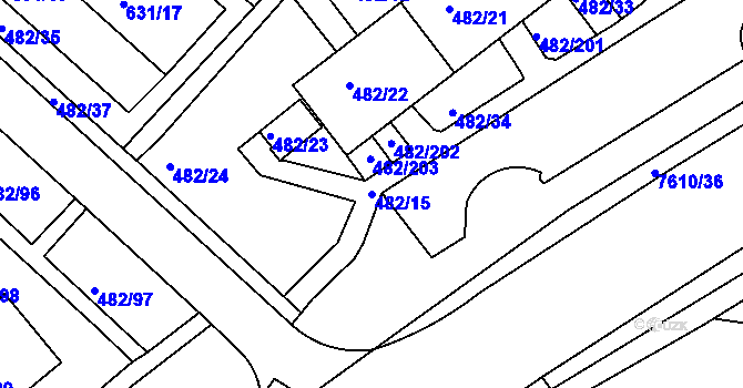 Parcela st. 482/15 v KÚ Frýdek, Katastrální mapa