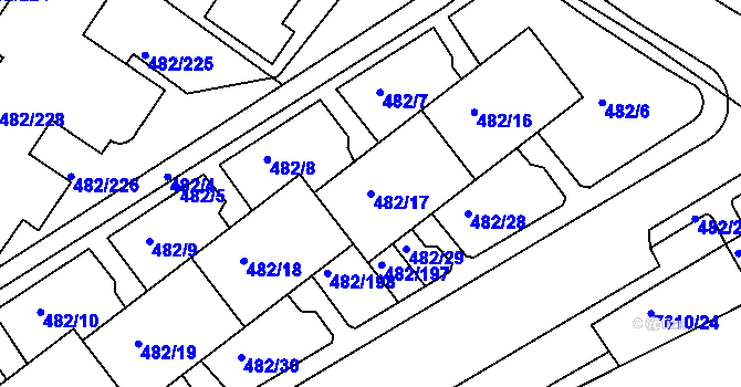 Parcela st. 482/17 v KÚ Frýdek, Katastrální mapa