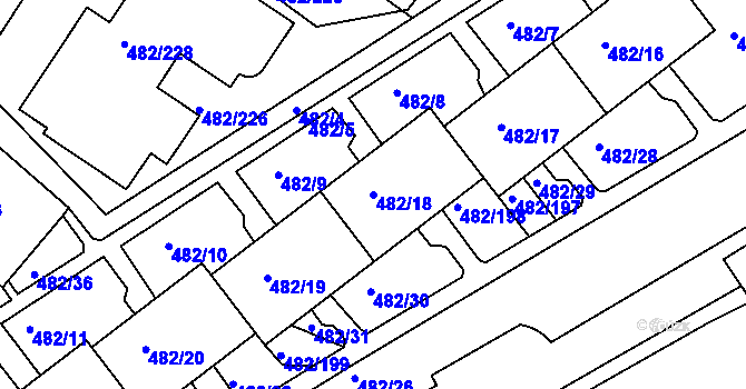 Parcela st. 482/18 v KÚ Frýdek, Katastrální mapa