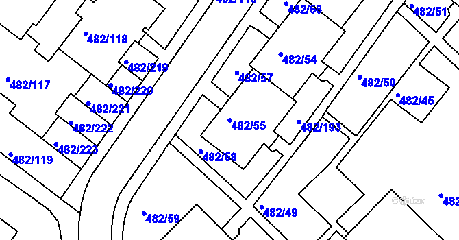 Parcela st. 482/55 v KÚ Frýdek, Katastrální mapa