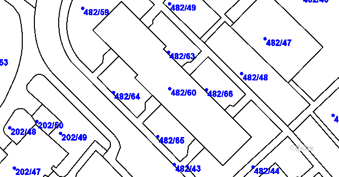 Parcela st. 482/60 v KÚ Frýdek, Katastrální mapa