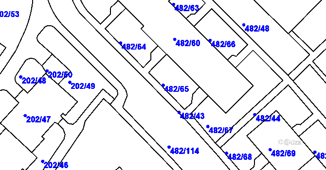 Parcela st. 482/65 v KÚ Frýdek, Katastrální mapa
