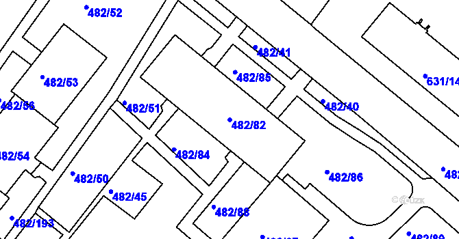 Parcela st. 482/82 v KÚ Frýdek, Katastrální mapa