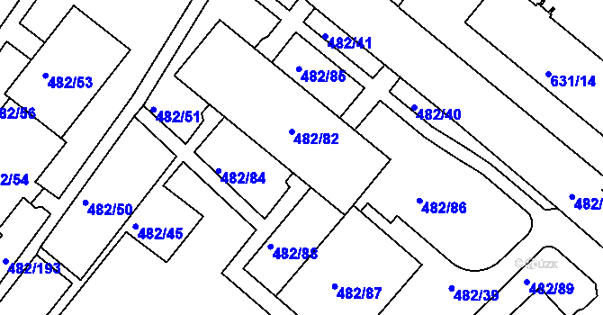 Parcela st. 482/83 v KÚ Frýdek, Katastrální mapa
