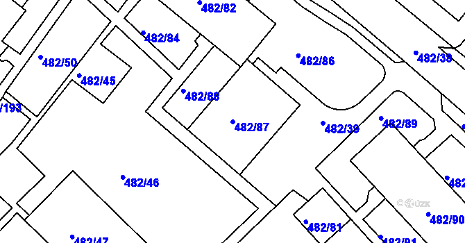 Parcela st. 482/87 v KÚ Frýdek, Katastrální mapa