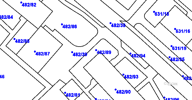 Parcela st. 482/89 v KÚ Frýdek, Katastrální mapa