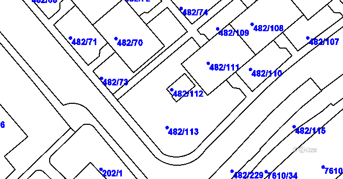 Parcela st. 482/112 v KÚ Frýdek, Katastrální mapa
