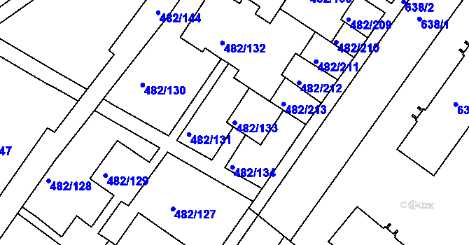 Parcela st. 482/133 v KÚ Frýdek, Katastrální mapa