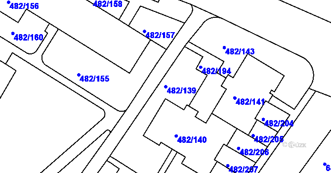 Parcela st. 482/139 v KÚ Frýdek, Katastrální mapa