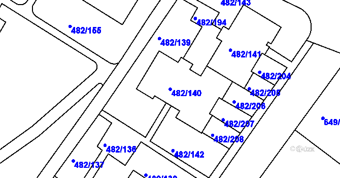 Parcela st. 482/140 v KÚ Frýdek, Katastrální mapa