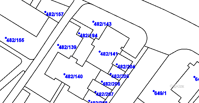 Parcela st. 482/141 v KÚ Frýdek, Katastrální mapa