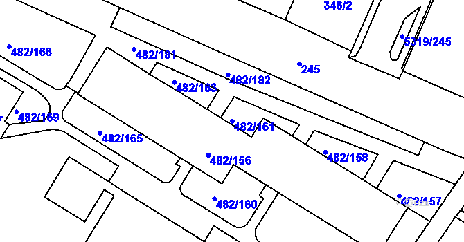 Parcela st. 482/161 v KÚ Frýdek, Katastrální mapa